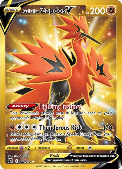 Galarian Zapdos V (Secret), SWSH09: Brilliant Stars 182/172