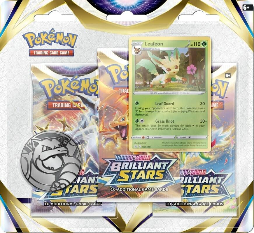 Brilliant Stars 3 Pack Blister [Leafeon], SWSH09: Brilliant Stars P256130