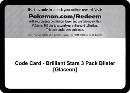 Code Card - Brilliant Stars 3 Pack Blister [Glaceon], SWSH09: Brilliant Stars P264552