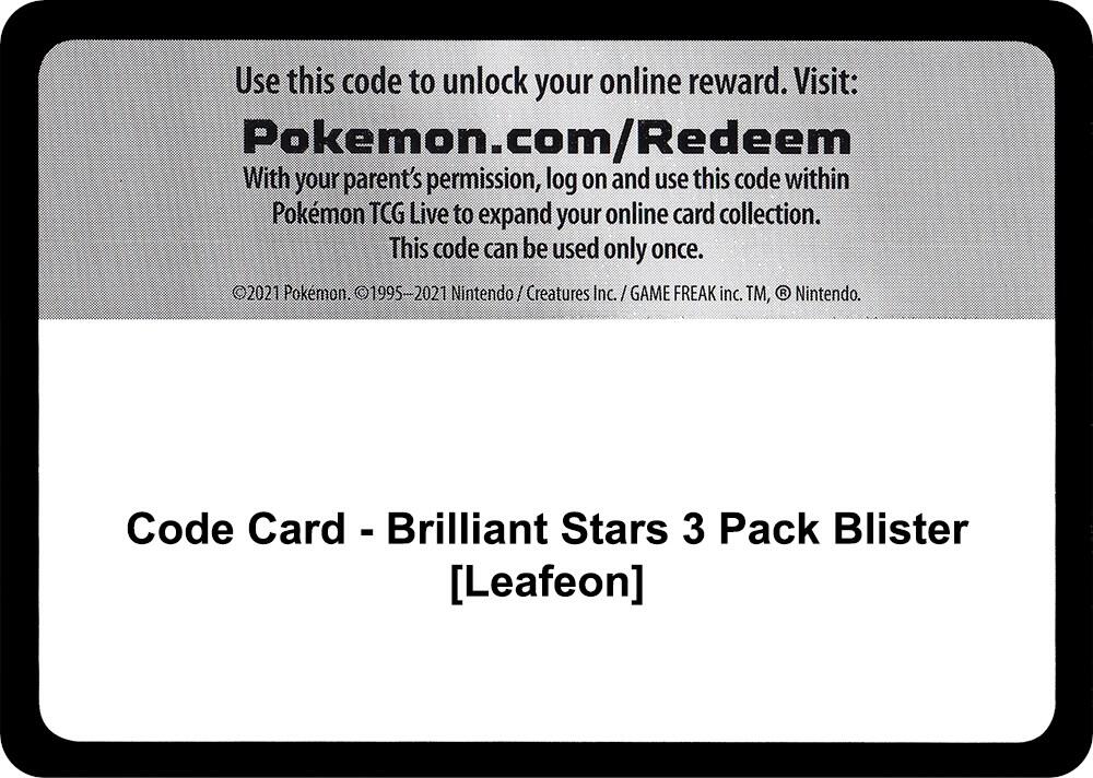 Code Card - Brilliant Stars 3 Pack Blister [Leafeon], SWSH09: Brilliant Stars P264553