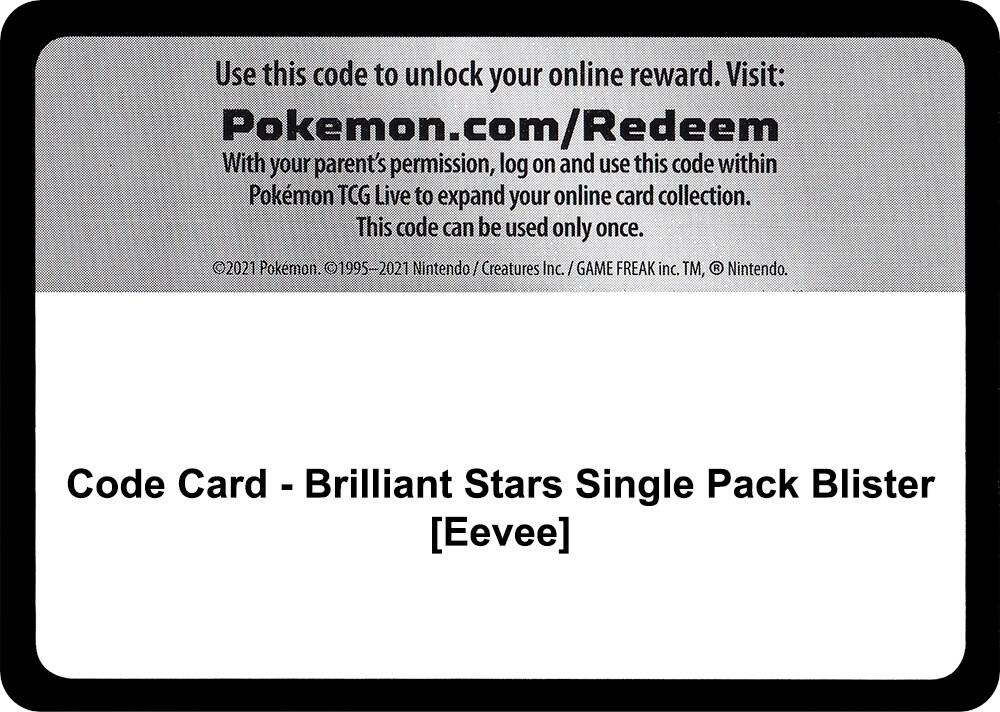 Code Card - Brilliant Stars Single Pack Blister [Eevee], SWSH09: Brilliant Stars P265234