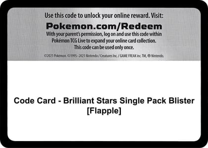 Code Card - Brilliant Stars Single Pack Blister [Flapple], SWSH09: Brilliant Stars P265235