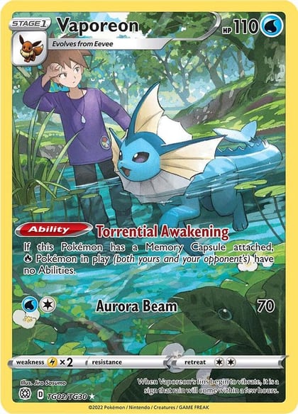 Vaporeon, SWSH09: Brilliant Stars Trainer Gallery TG02/TG30