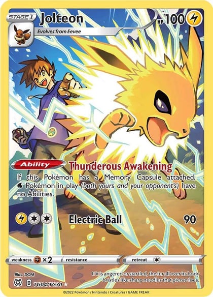 Jolteon, SWSH09: Brilliant Stars Trainer Gallery TG04/TG30