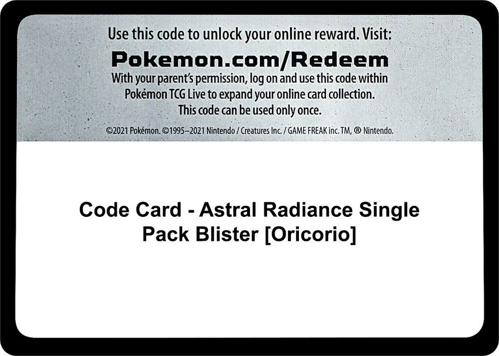 Code Card - SWSH10: Astral Radiance Single Pack Blister [Oricorio], SWSH10: Astral Radiance P273450