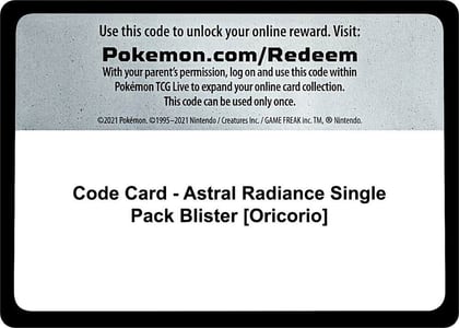 Code Card - SWSH10: Astral Radiance Single Pack Blister [Oricorio], SWSH10: Astral Radiance P273450