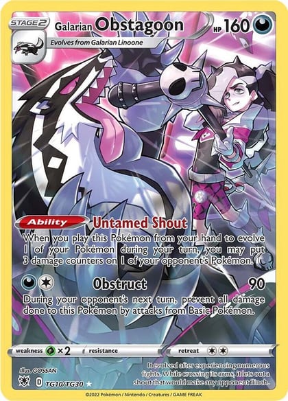 Galarian Obstagoon, SWSH10: Astral Radiance Trainer Gallery TG10/TG30