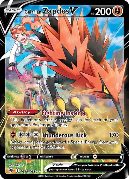 Galarian Zapdos V, SWSH10: Astral Radiance Trainer Gallery TG19/TG30
