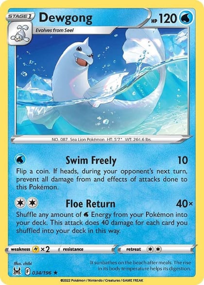 Dewgong, SWSH11: Lost Origin 034/196