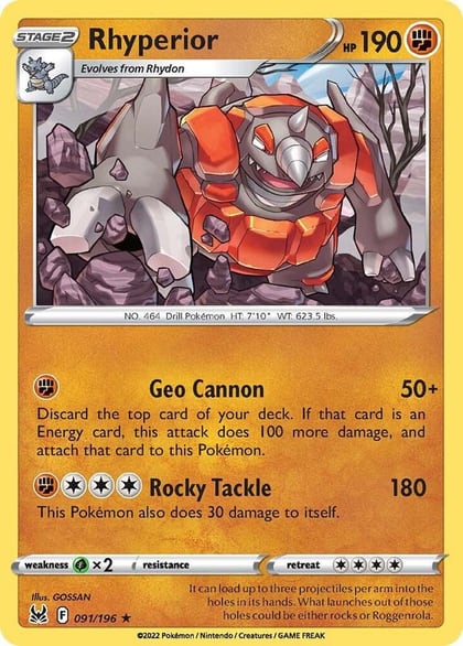 Rhyperior, SWSH11: Lost Origin 091/196