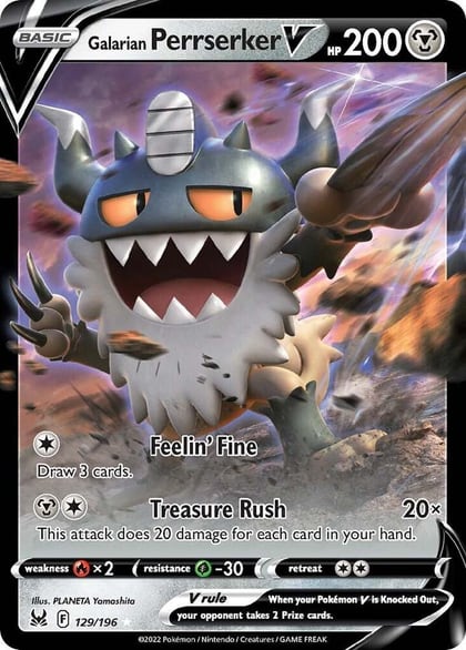 Galarian Perrserker V, SWSH11: Lost Origin 129/196