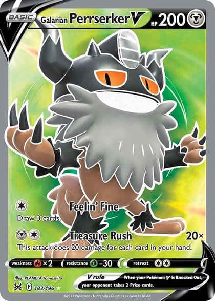 Galarian Perrserker V (Full Art), SWSH11: Lost Origin 183/196