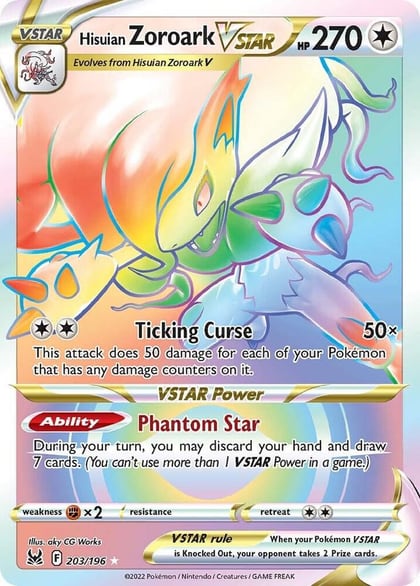 Hisuian Zoroark VSTAR (Secret), SWSH11: Lost Origin 203/196