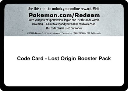 Code Card - Lost Origin Booster Pack, SWSH11: Lost Origin P277674