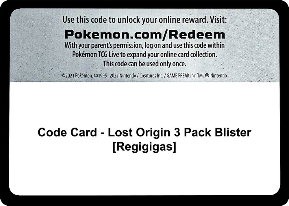 Code Card - Lost Origin 3 Pack Blister [Regigigas], SWSH11: Lost Origin P278807