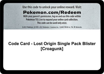 Code Card - Lost Origin Single Pack Blister [Croagunk], SWSH11: Lost Origin P278810
