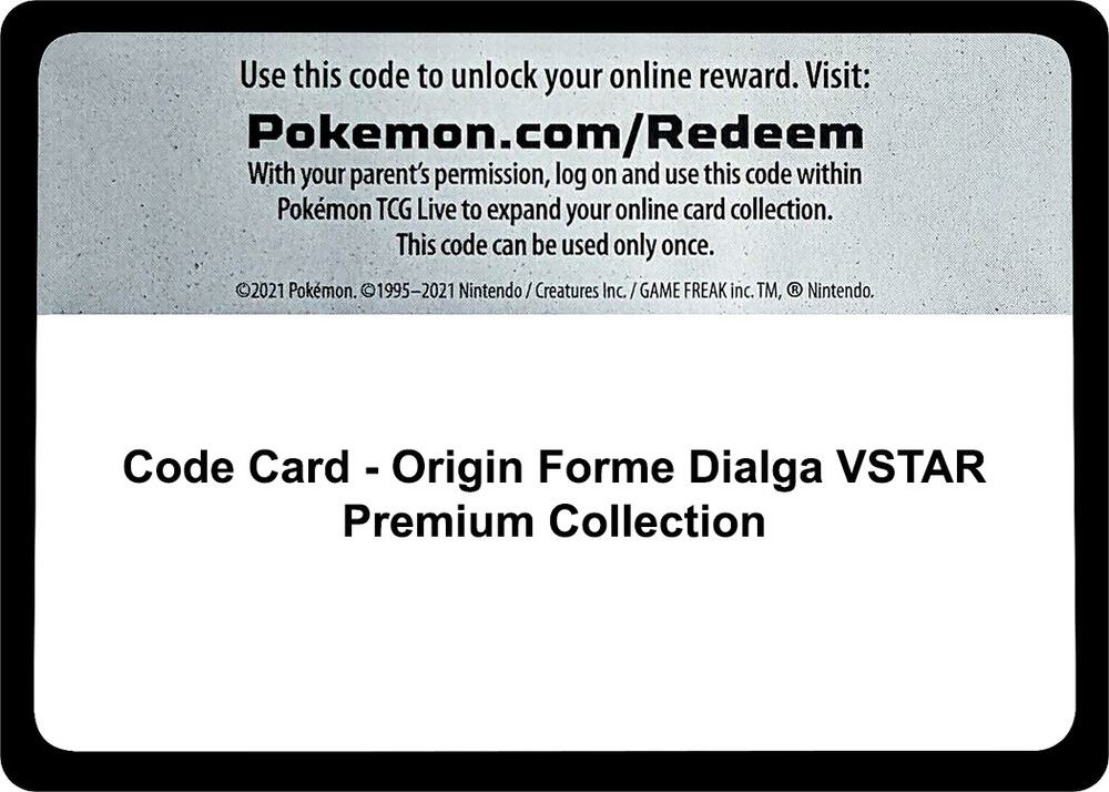 Code Card - Origin Forme Dialga VSTAR Premium Collection, SWSH11: Lost Origin P283371