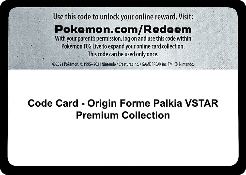 Code Card - Origin Forme Palkia VSTAR Premium Collection, SWSH11: Lost Origin P283372