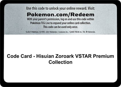 Code Card - Hisuian Zoroark VSTAR Premium Collection, SWSH11: Lost Origin P285435