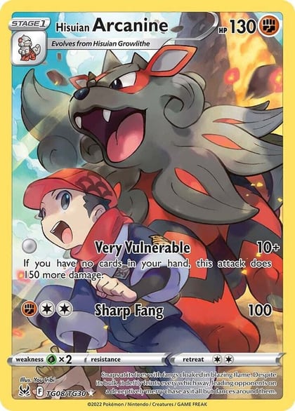 Hisuian Arcanine, SWSH11: Lost Origin Trainer Gallery TG08/TG30