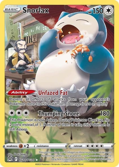 Snorlax, SWSH11: Lost Origin Trainer Gallery TG10/TG30