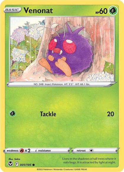 Venonat, SWSH12: Silver Tempest 001/195