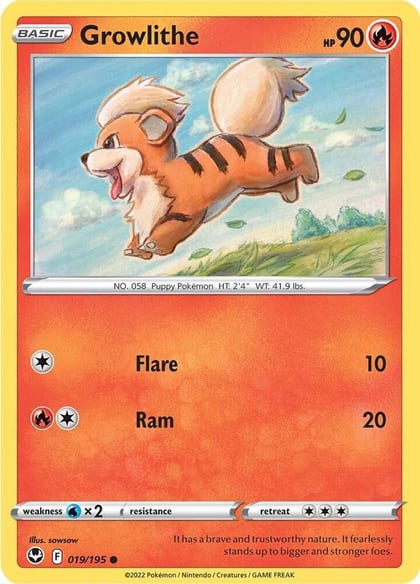 Growlithe, SWSH12: Silver Tempest 019/195