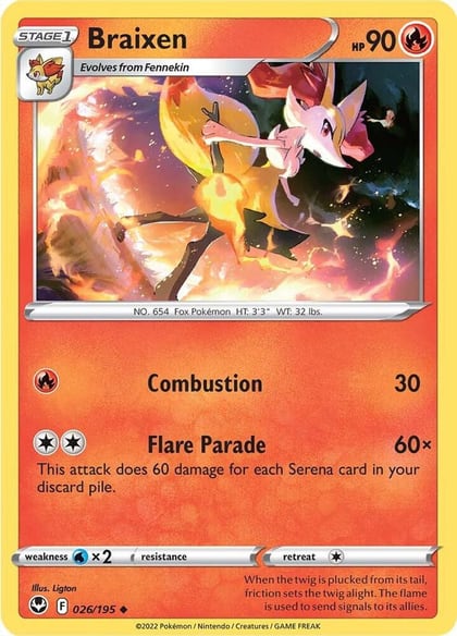 Braixen, SWSH12: Silver Tempest 026/195