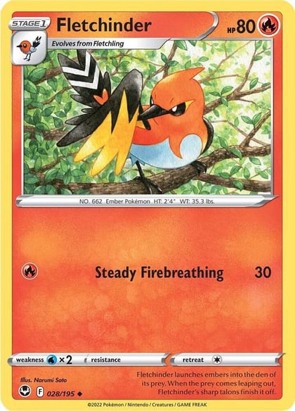 Fletchinder, SWSH12: Silver Tempest 028/195