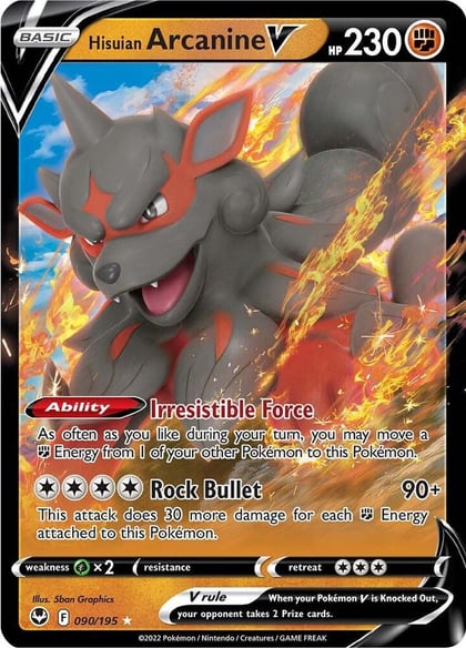 Hisuian Arcanine V, SWSH12: Silver Tempest 090/195