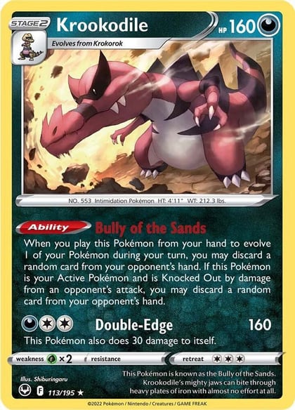 Krookodile, SWSH12: Silver Tempest 113/195