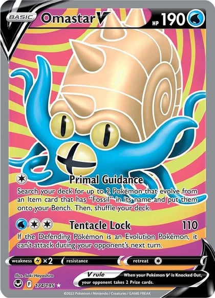 Omastar V (Full Art), SWSH12: Silver Tempest 174/195