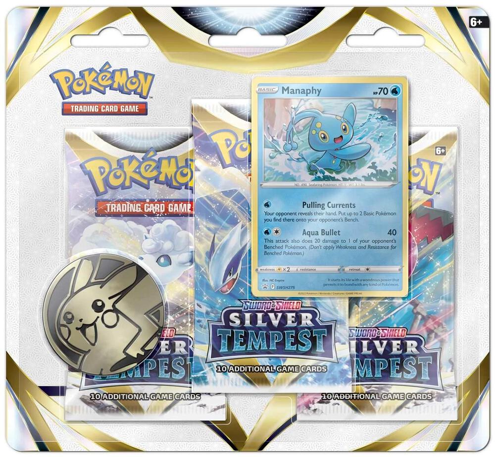 Silver Tempest 3 Pack Blister [Manaphy], SWSH12: Silver Tempest P283394