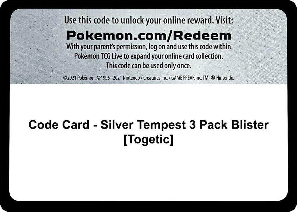 Code Card - Silver Tempest 3 Pack Blister [Togetic], SWSH12: Silver Tempest P479891