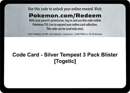 Code Card - Silver Tempest 3 Pack Blister [Togetic], SWSH12: Silver Tempest P479891