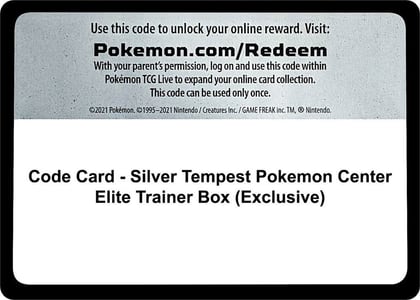Code Card - Silver Tempest Pokemon Center Elite Trainer Box (Exclusive), SWSH12: Silver Tempest P482128