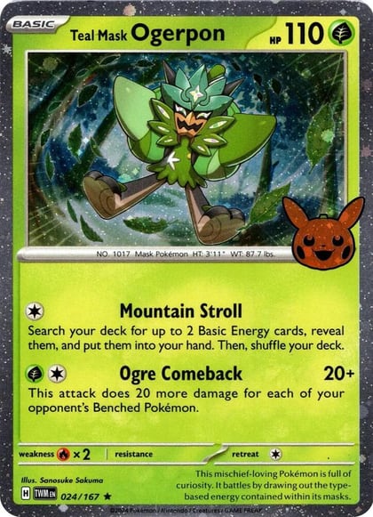 Teal Mask Ogerpon (Cosmos Holo), Trick or Trade BOOster Bundle 2024 024/167