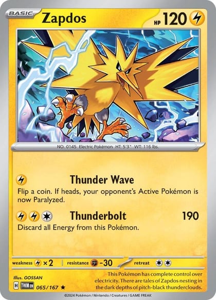 Zapdos, SV06: Twilight Masquerade 065/167