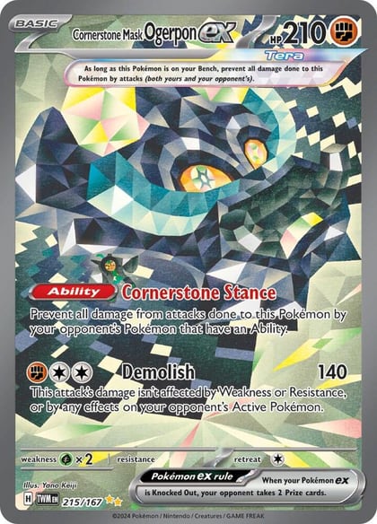 Cornerstone Mask Ogerpon ex - 215/167, SV06: Twilight Masquerade 215/167