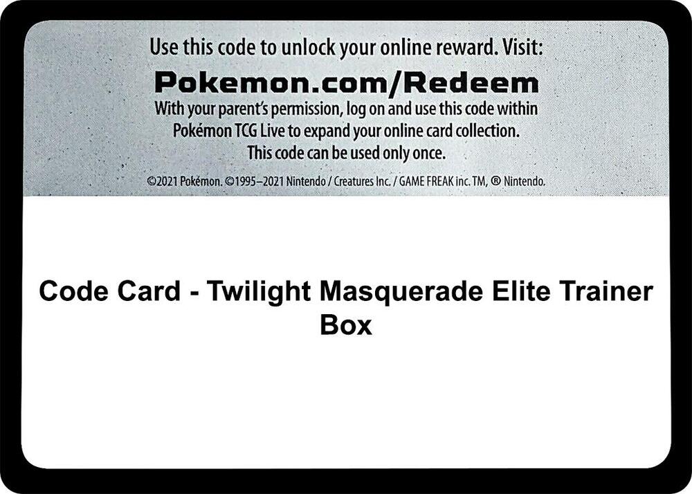 Code Card - Twilight Masquerade Elite Trainer Box, SV06: Twilight Masquerade P552687