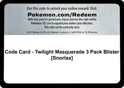 Code Card - Twilight Masquerade 3 Pack Blister [Snorlax], SV06: Twilight Masquerade P552691