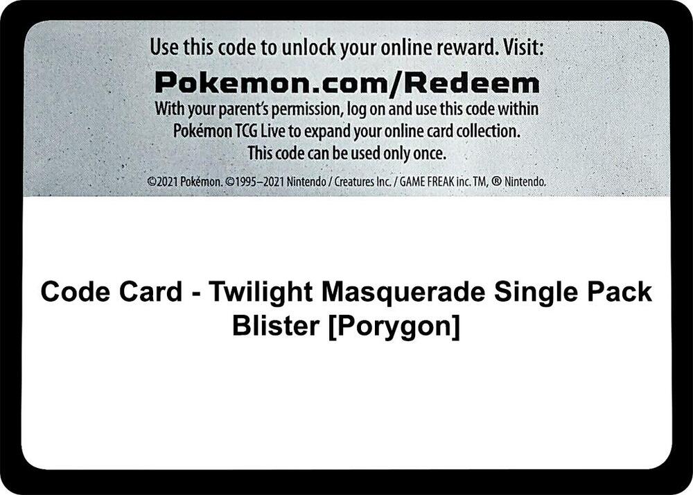 Code Card - Twilight Masquerade Single Pack Blister [Porygon], SV06: Twilight Masquerade P552696