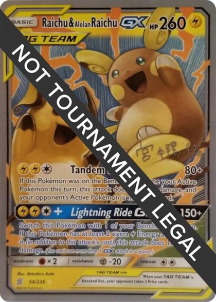 Raichu & Alolan Raichu GX - 2019 (Haruki Miyamoto), World Championship Decks 54/236
