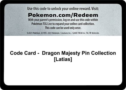 Code Card - Dragon Majesty Pin Collection [Latias], World Championship Decks P491234