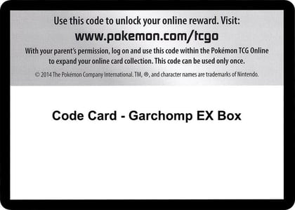 Code Card - Garchomp EX Box, XY Base Set P280492