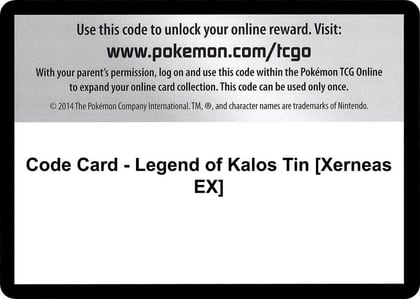 Code Card - Legend of Kalos Tin [Xerneas EX], XY Base Set P280497