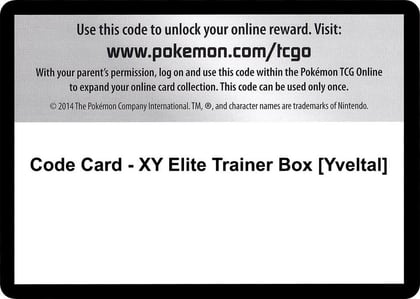 Code Card - XY Elite Trainer Box [Yveltal], XY Base Set P280508