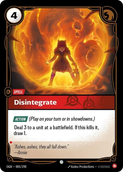 Disintegrate, Origins 005/298