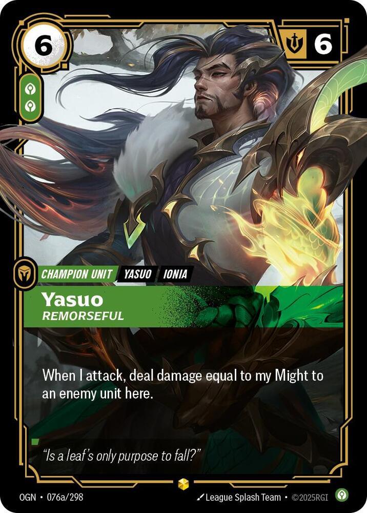 Yasuo - Remorseful (Alternate Art), Origins 076a/298