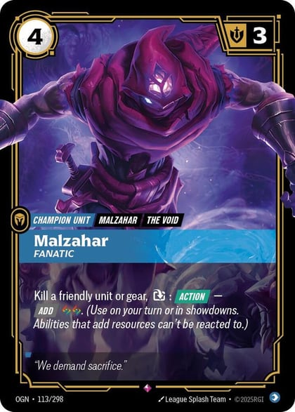 Malzahar - Fanatic, Origins 113/298